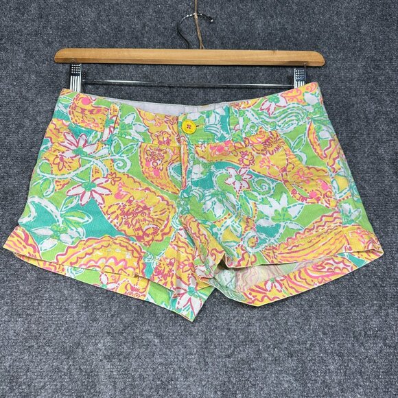 Lilly Pulitzer Pants - Lilly Pulitzer The Walsh Shorts Womens 00 Yellow Green Cotton Pop Goes the Lemur